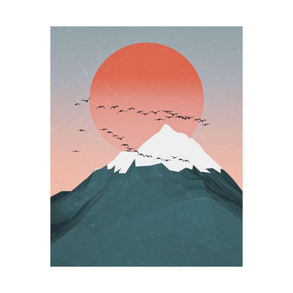 Serene Mountain Sunset Matte Vertical Poster - Tranquil Wall Art for Nature Lovers